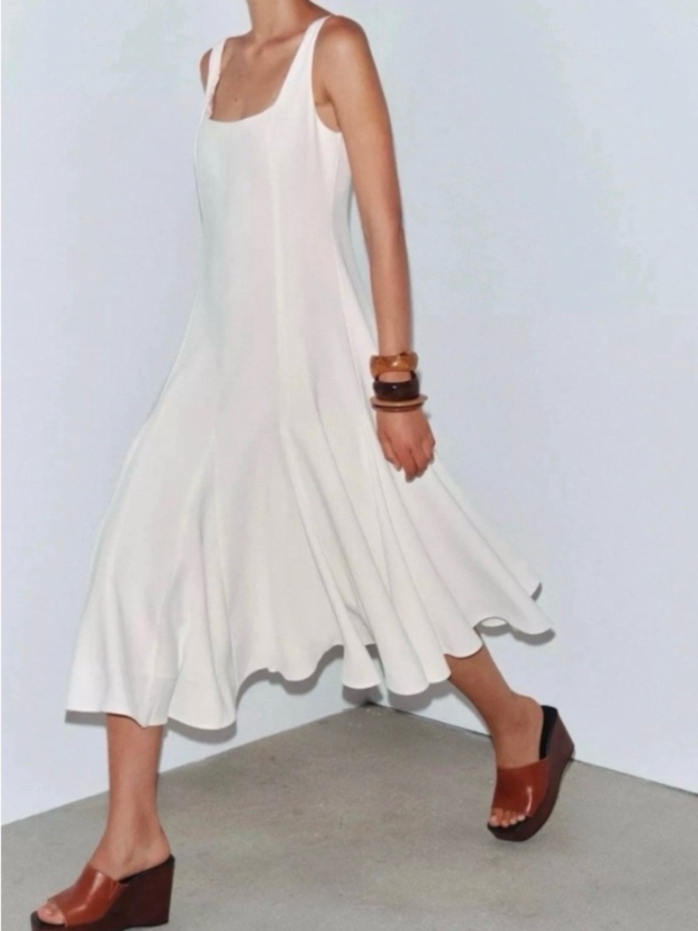 NWT Zara Sleeveless Linen White Midi Dress XS